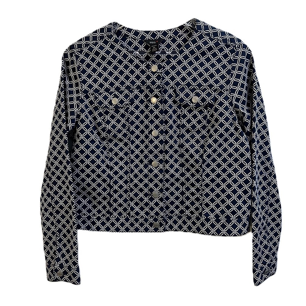 Intro Cropped Jacket Navy And White Size Pl